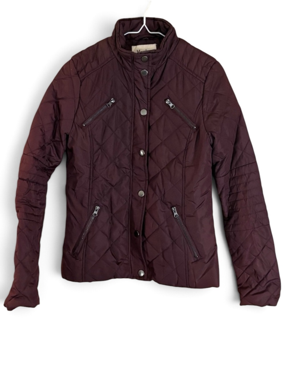 Maralyn & Me Deep Maroon Puffer Jacket with Contrasting Lining